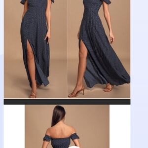 Lulu's Chic Navy Dress with Gold Accents